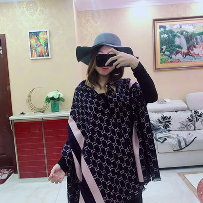 Fashion C Letter Large Scarf, İmitation Cashmere Shawl, C Silk Scarf, Ladies Letter Shawl